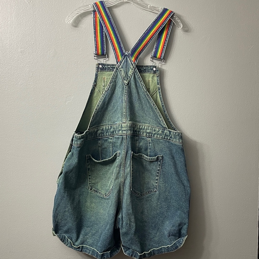 Lane Bryant Overall Denim Boyfriend Y2K Retro 90s Festival Rainbow Pride Blue 14 - Picture 3 of 6